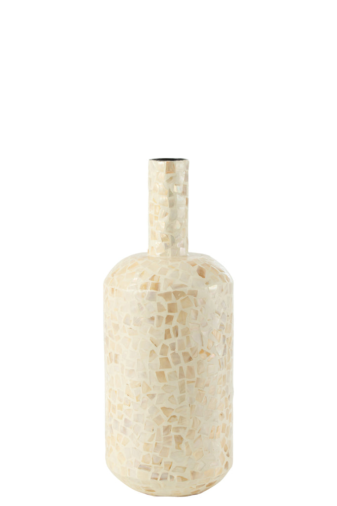 Vase Nuye Bottle Shells/Paper Ivory