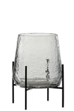 Vase On Foot Irregular Glass Transparent/Black Small