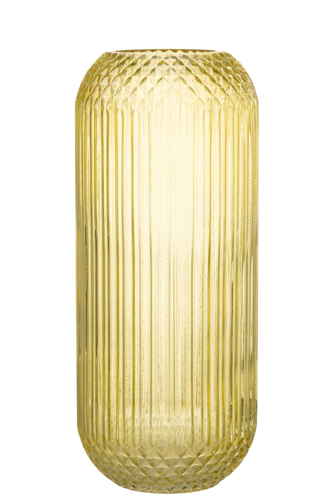 Vase Right Cut Glass Yellow Large