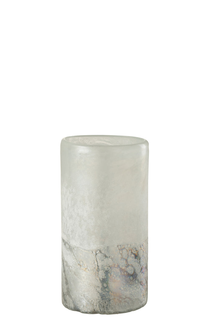 Vase Scavo Cylinder Glass Grey Small
