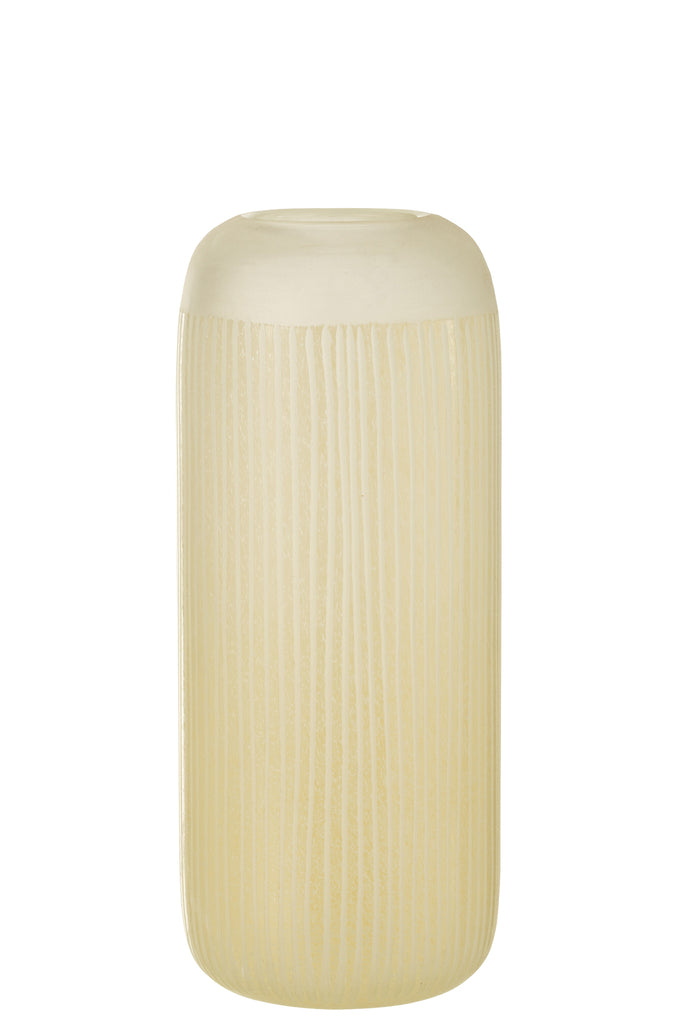 Vase Stripes Glass Light Yellow Large