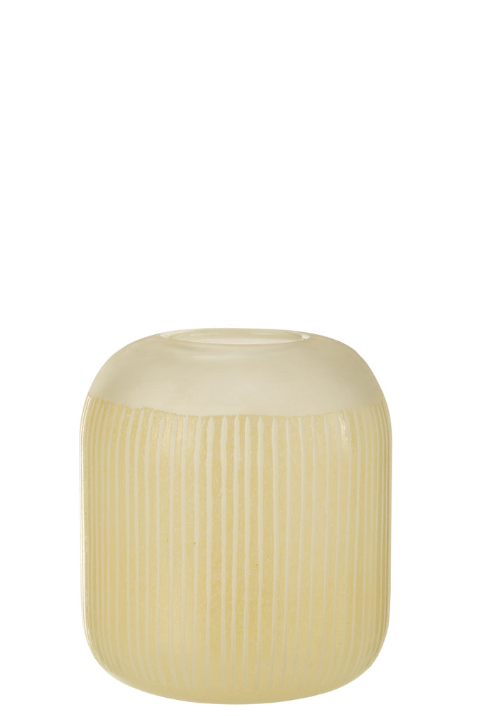 Vase Stripes Glass Light Yellow Medium