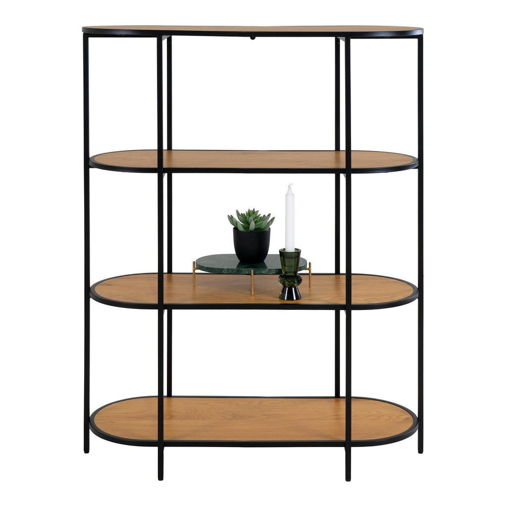 Davis - Vita Shelf - Ovale plank - Zwart staal en eikenhout - 4 planken