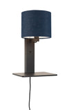 Wall lamp Andes bamboo bl. shelf/shade 18x15cm ecolin. bl.denim