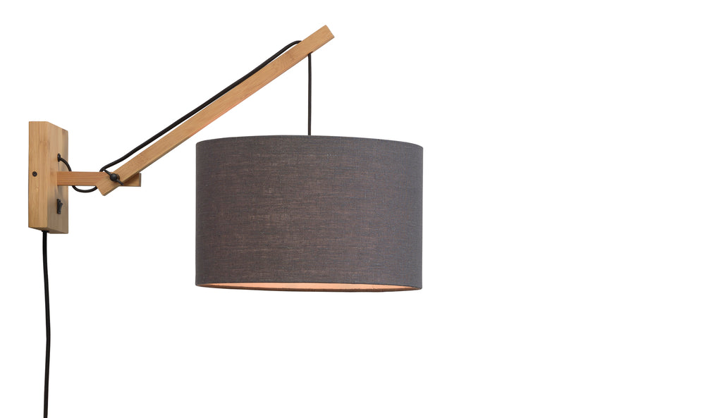 Wall lamp Andes bamboo nat./shade 32x20cm ecolin. d.grey - S