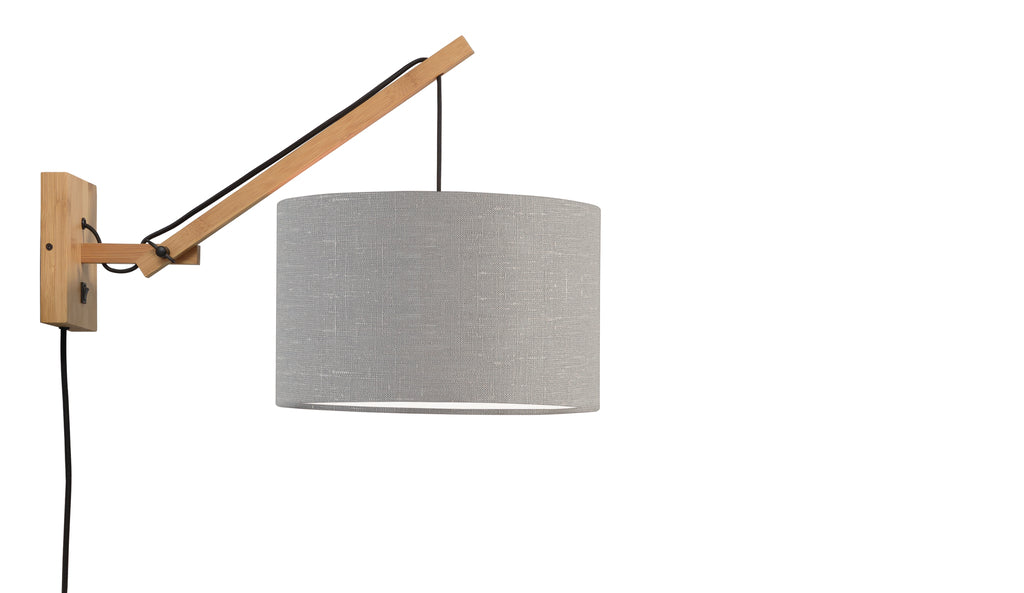 Wall lamp Andes bamboo nat./shade 32x20cm ecolin. l.grey - S