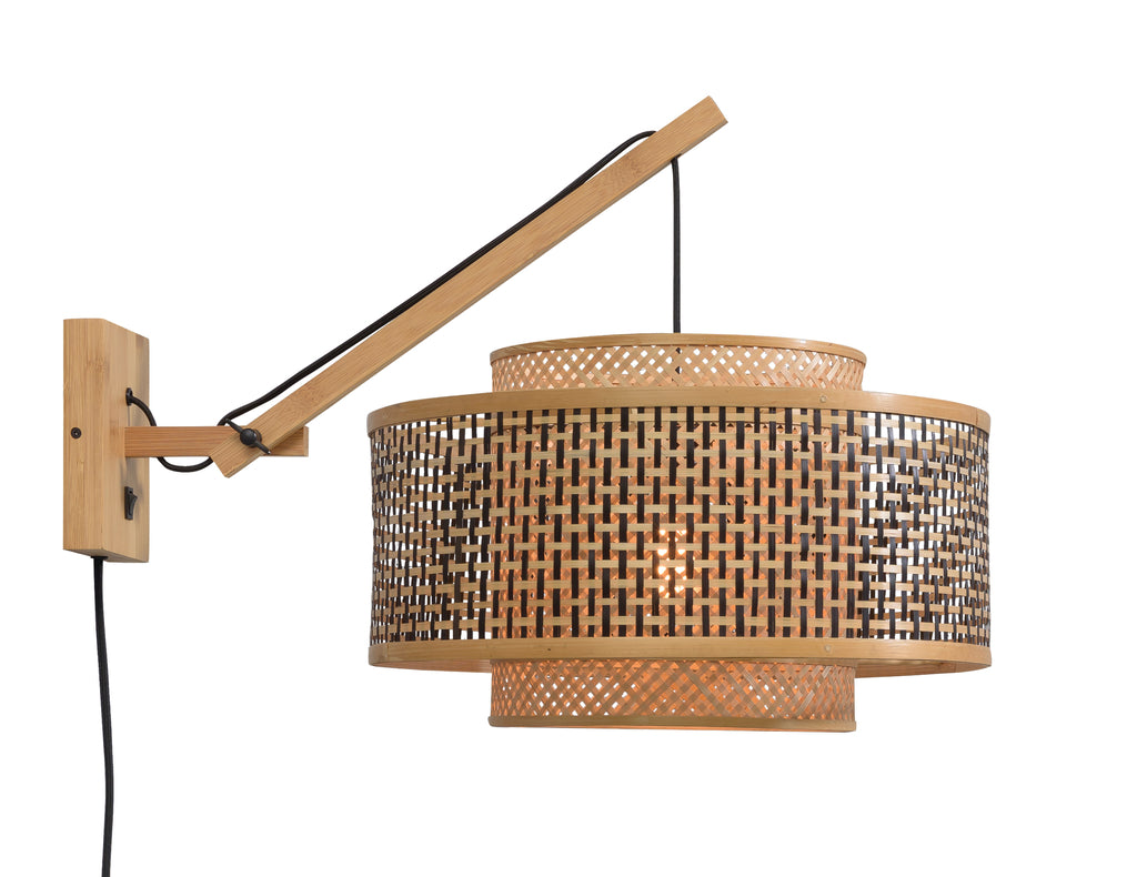 Wall lamp Bhutan bamboo nat./shade 50x30cm bl./natural - S