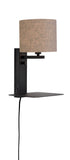 Wall lamp iron Florence E14 shelf+usb h.42cm incl. dimmer/shade 18x15cm - d.linen