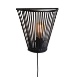 Wall lamp Merapi bamboo/tapered 30xh.30cm - black