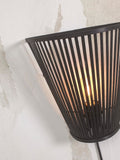 Wall lamp Merapi bamboo/tapered 30xh.30cm - black